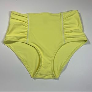 Med Aerie yellow high waisted ruched sides bikini bottom